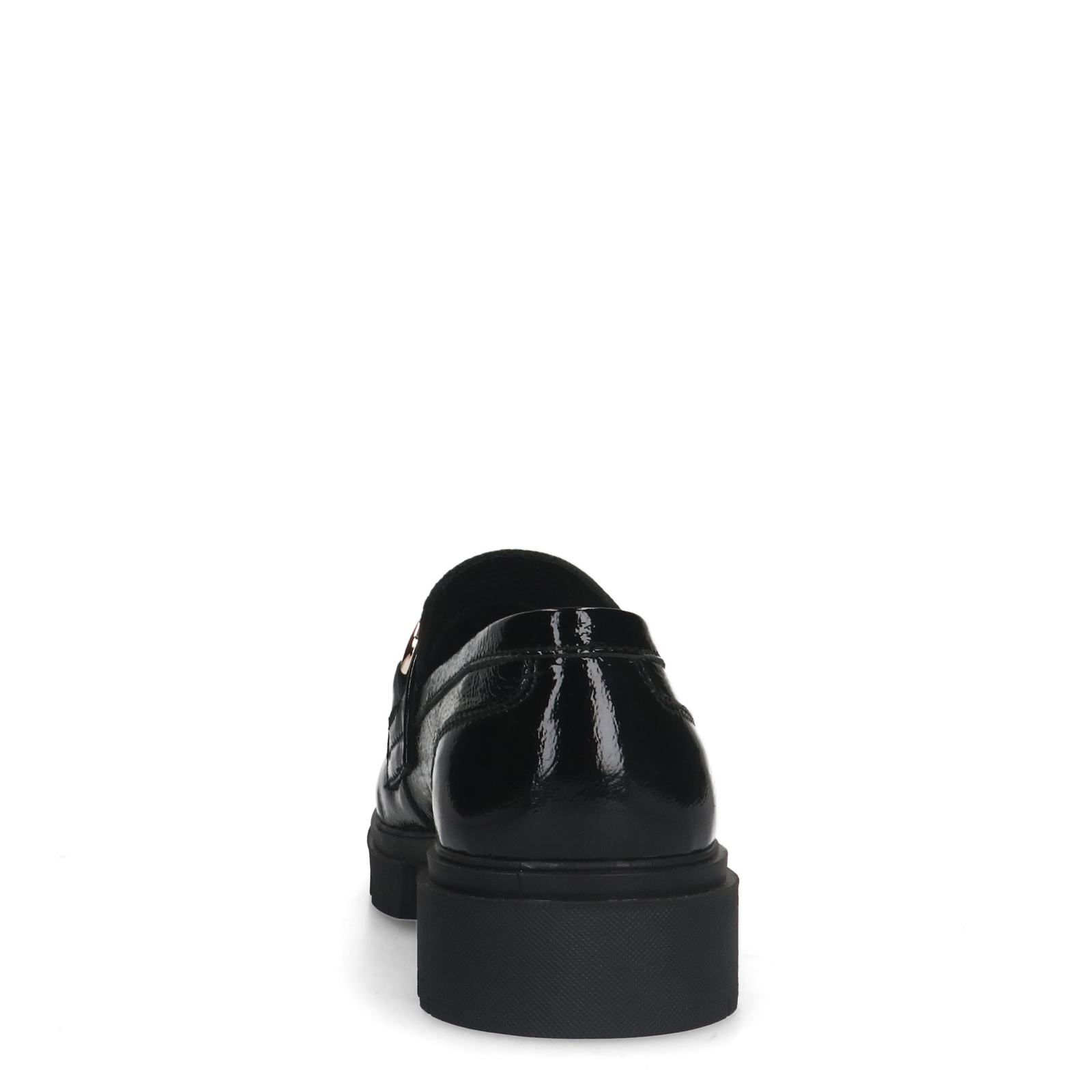 Zwarte lakleren loafers met gouden chain