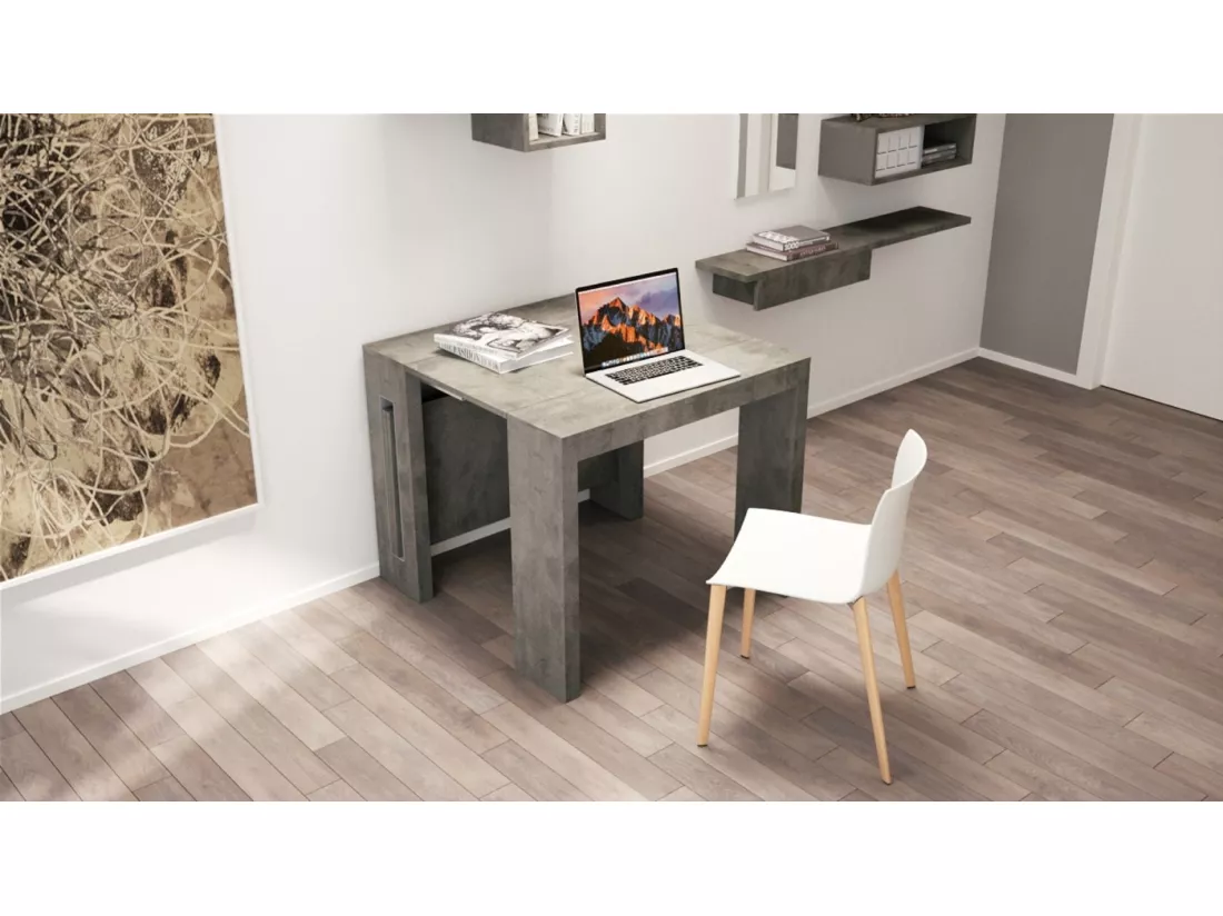 Table extensible - gris - 90x45-190 cm - ROMA
