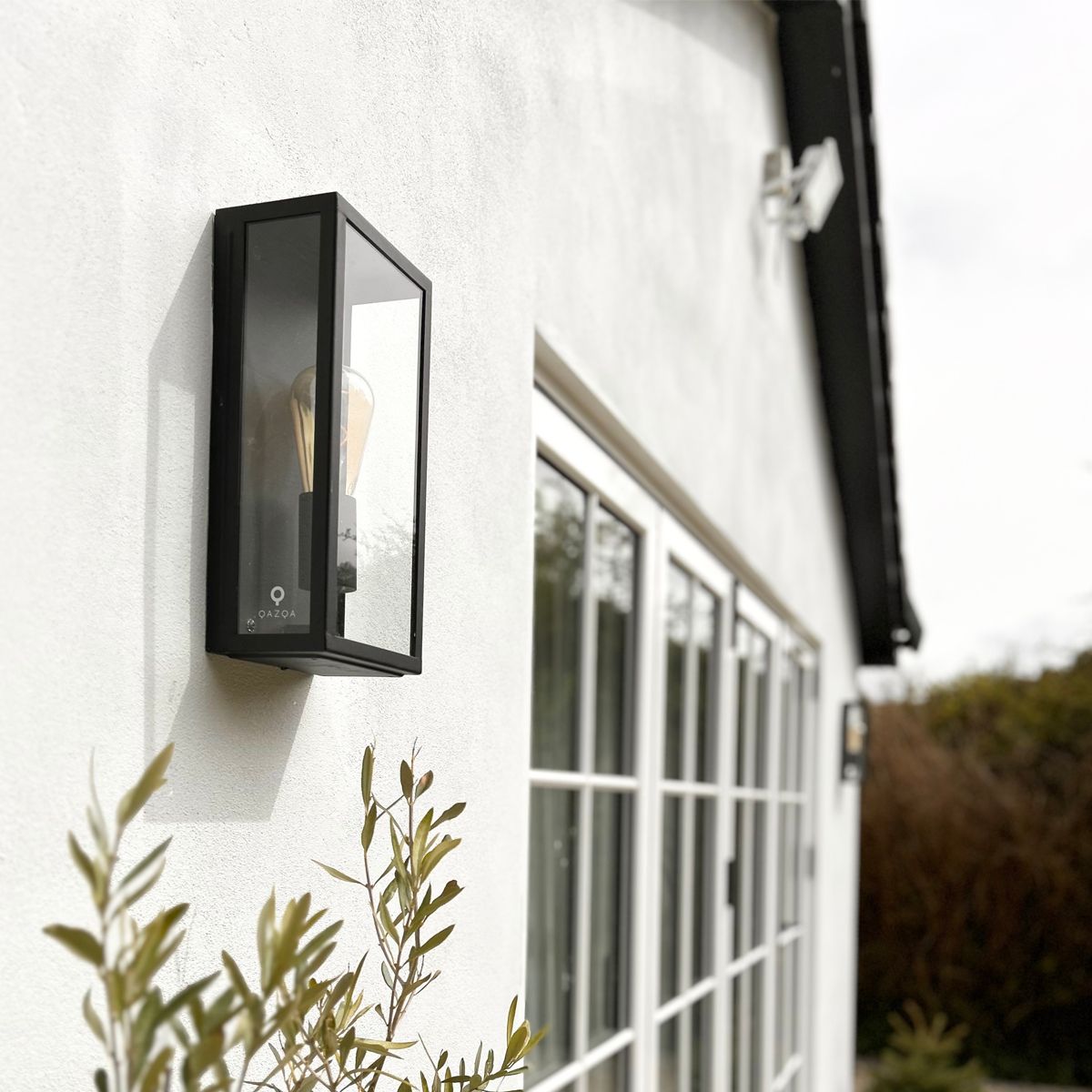 Industriële buiten wandlamp zwart IP44 met glas - Rotterdam