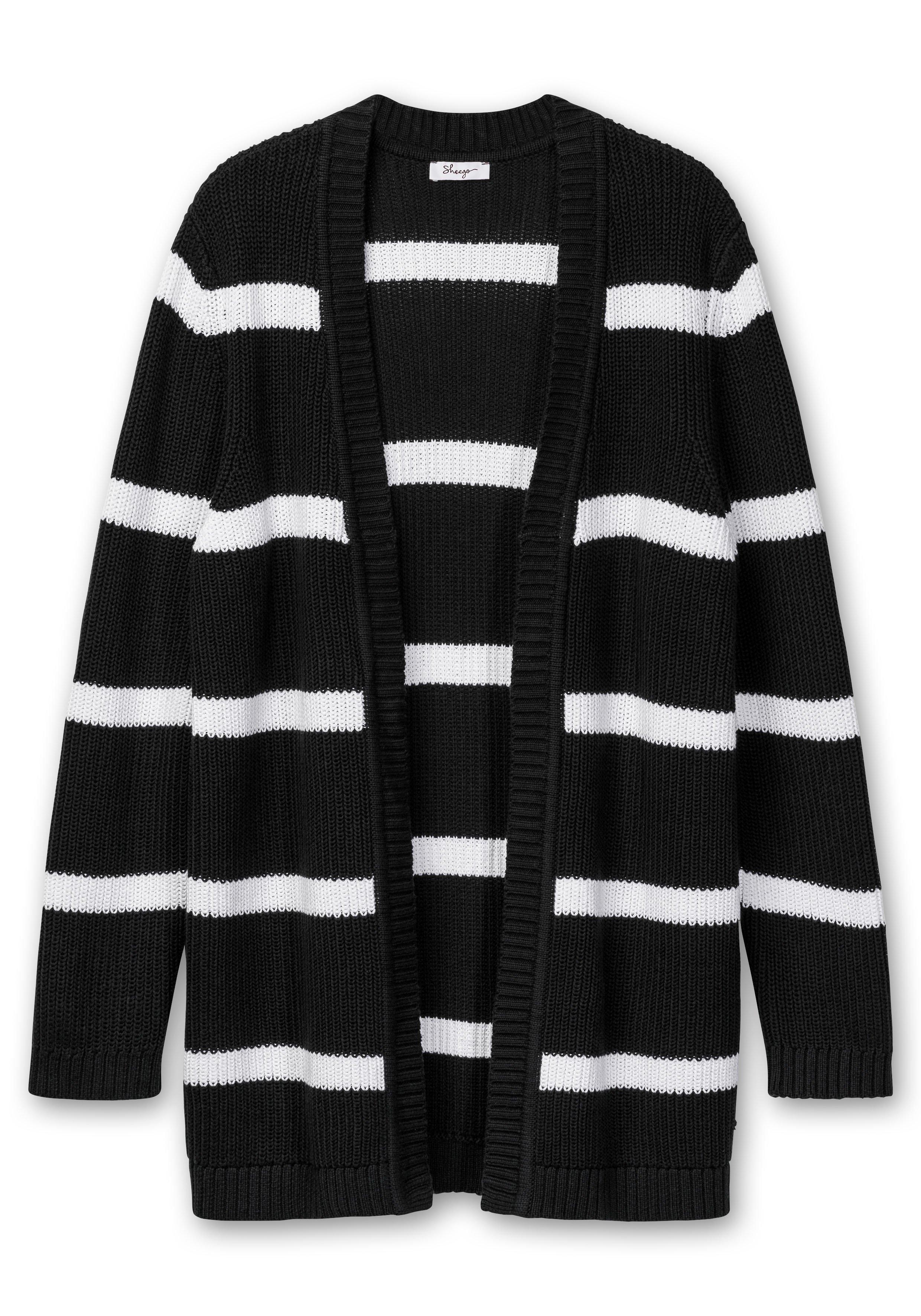 Gestreifte Strickjacke im Patenstrickmuster