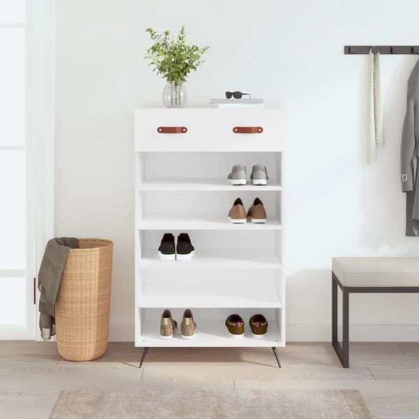 vidaXL Skohylle hvit 60x35x105 cm konstruert tre