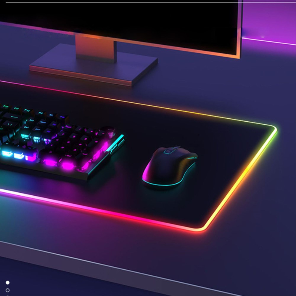 (80x30cm) Gaming Mauspad Mausmatte mit Rutschfester Unterseite   RGB-Beleuchtung - Schwarz