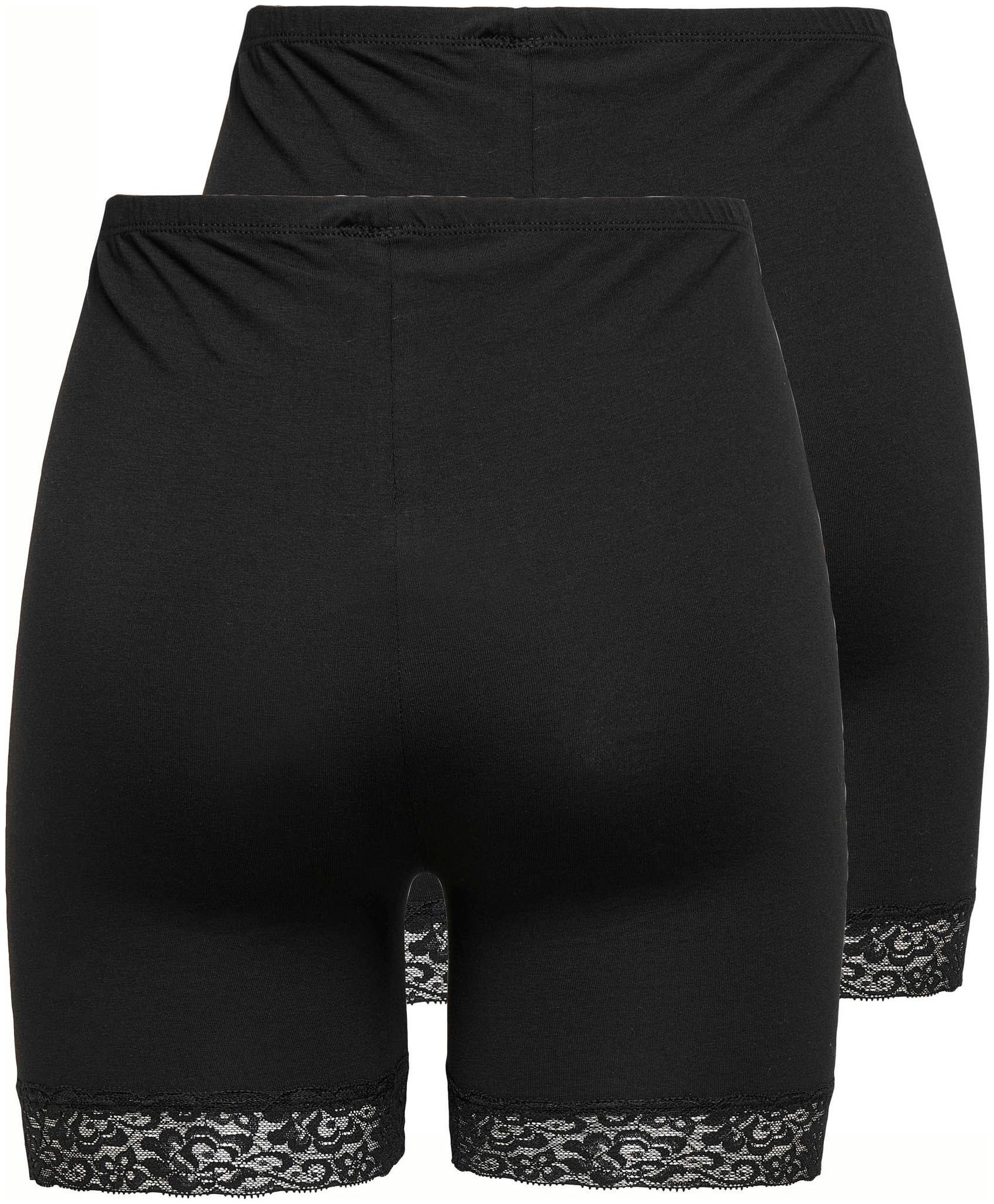 ONLY Radlerhose »ONLLIVE – Radlerhosen mit Spitzensaum im praktischen Doppelpack«  unifarben, modisch, slim fit, Baumwollmischung