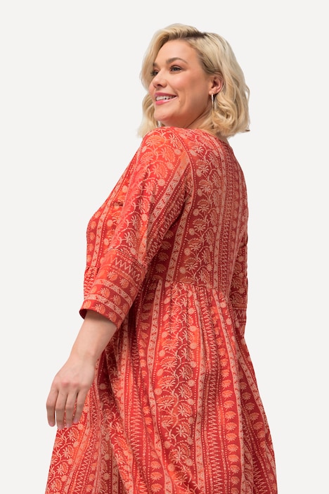 Jerseykleid, A-Linie, V-Ausschnitt, 3/4-Arm, Taschen