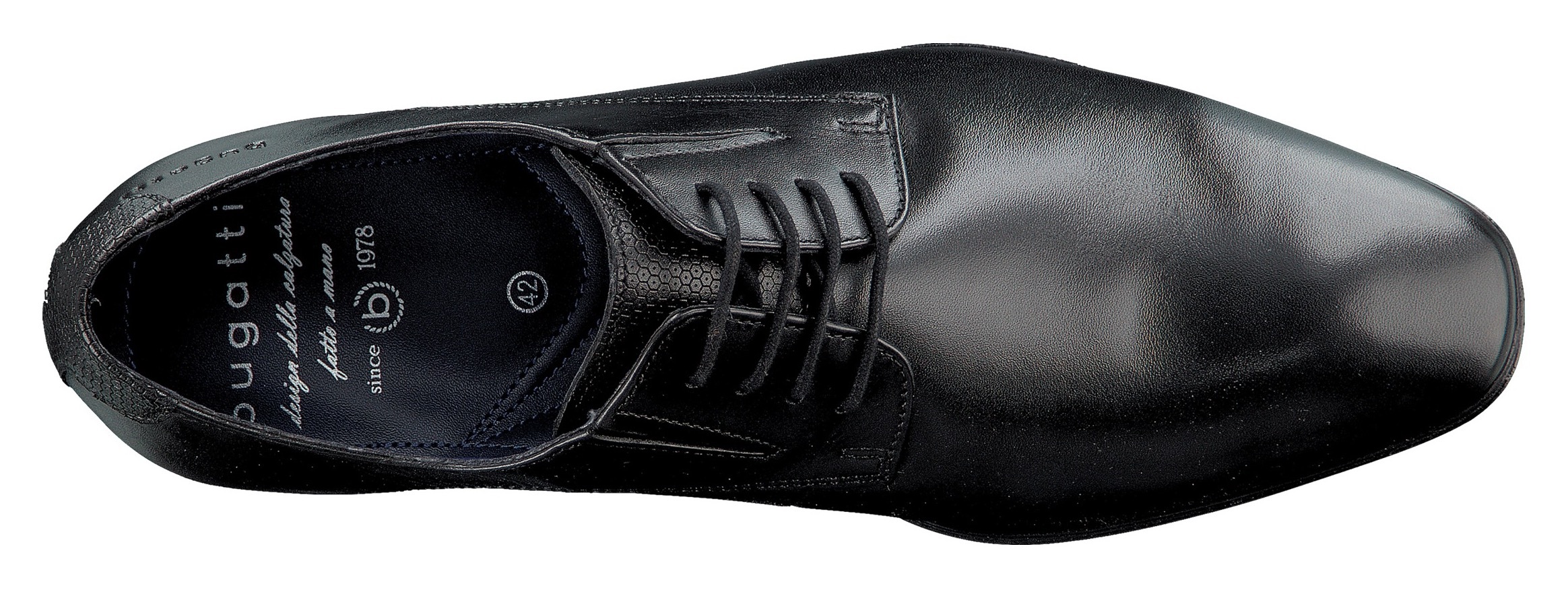 bugatti Schnürschuh  , Blockabsatz, Abendschuh, Festtagsschuh mit Logoprägung an der Ferse