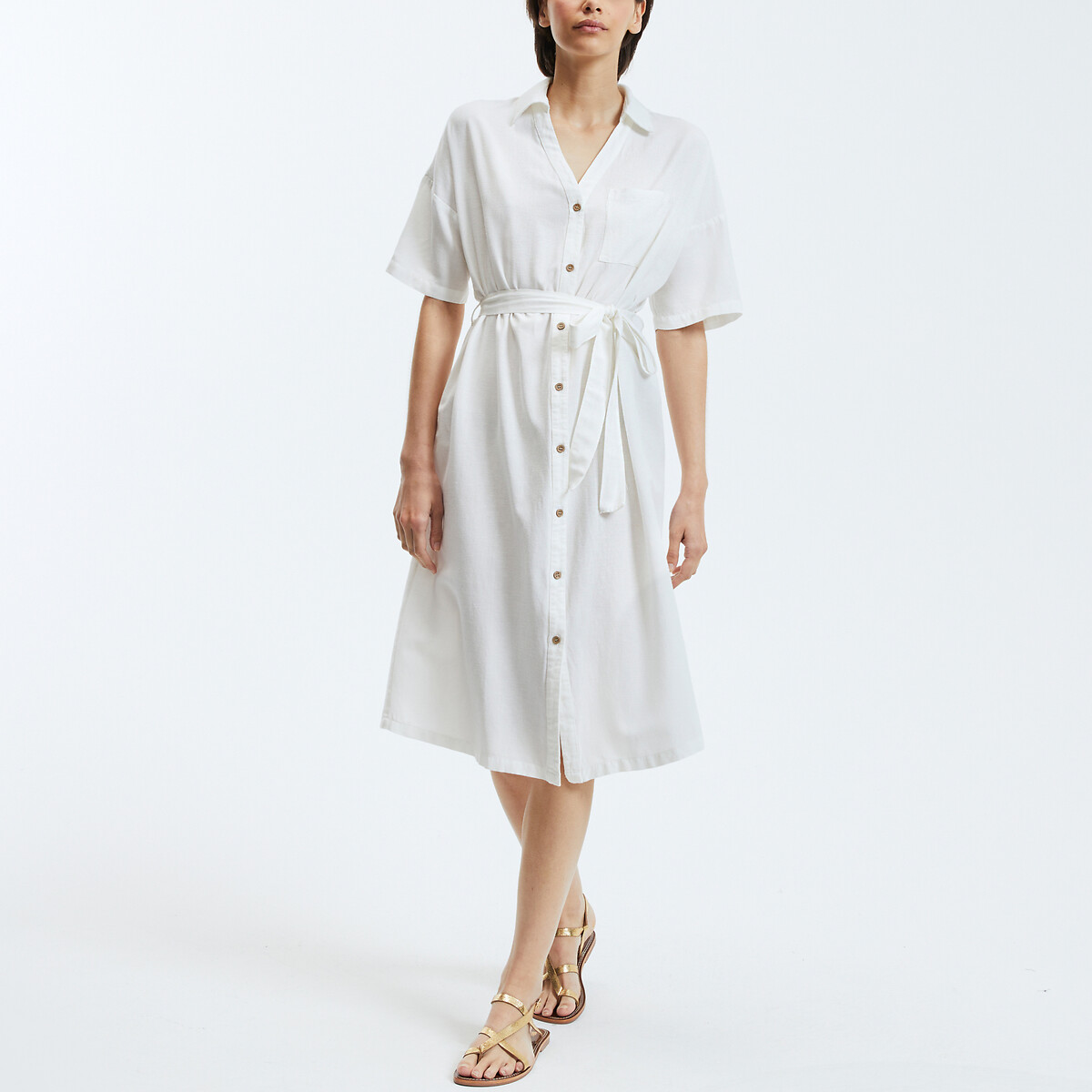 VERO MODA<br>Vestido camisa, gravata