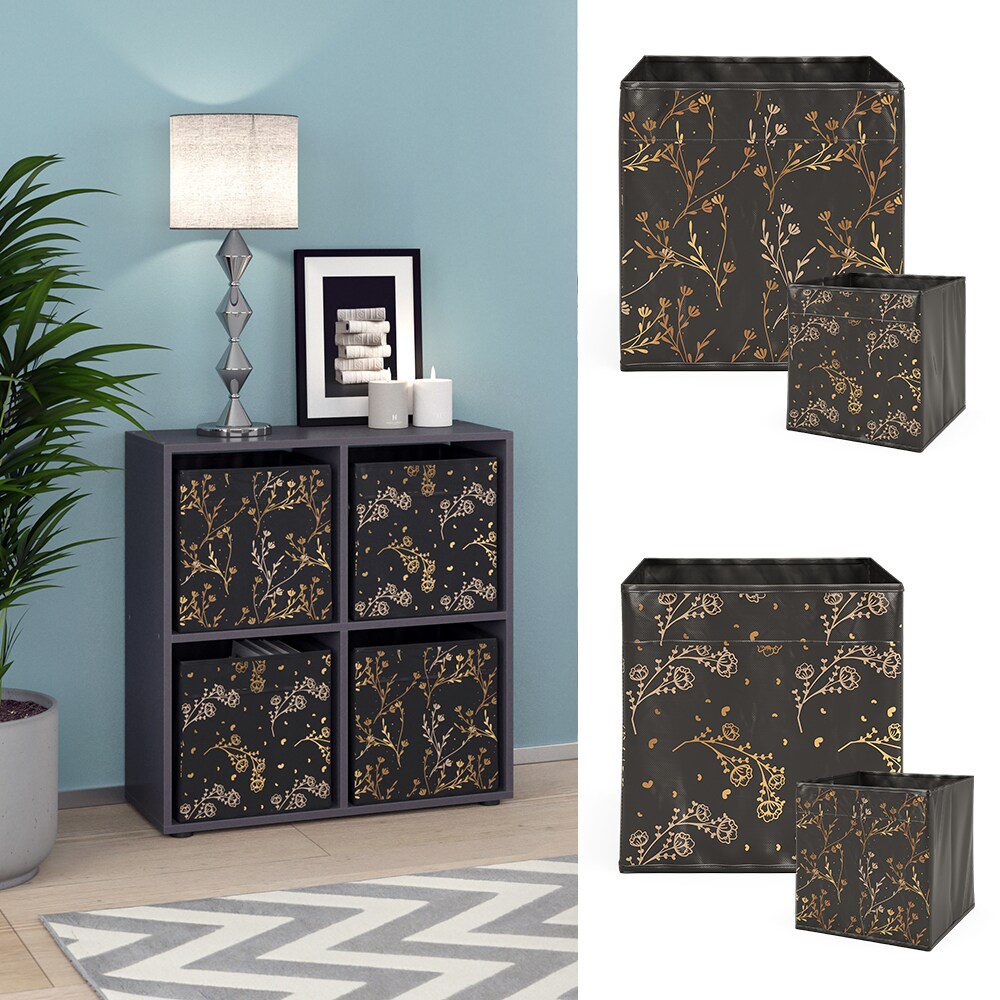 Vicco Raumteiler Würfelregal Standregal Tetra Schwarz Faltbox Wohnzimmer Regal 73x72 cm modern Ablage 4 Fächer Dekoregal Ordnerregal Aufbewahrung