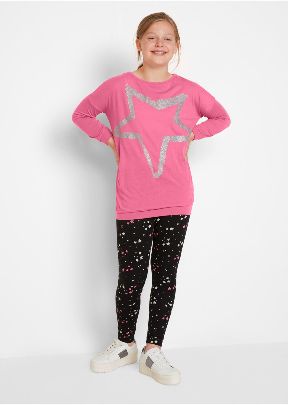 T-shirt long fille + legging (Ens. 2 pces.)