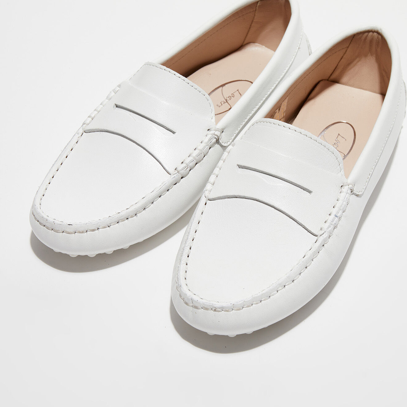 Loafers Mocassins en Cuir lisse Jade blancs