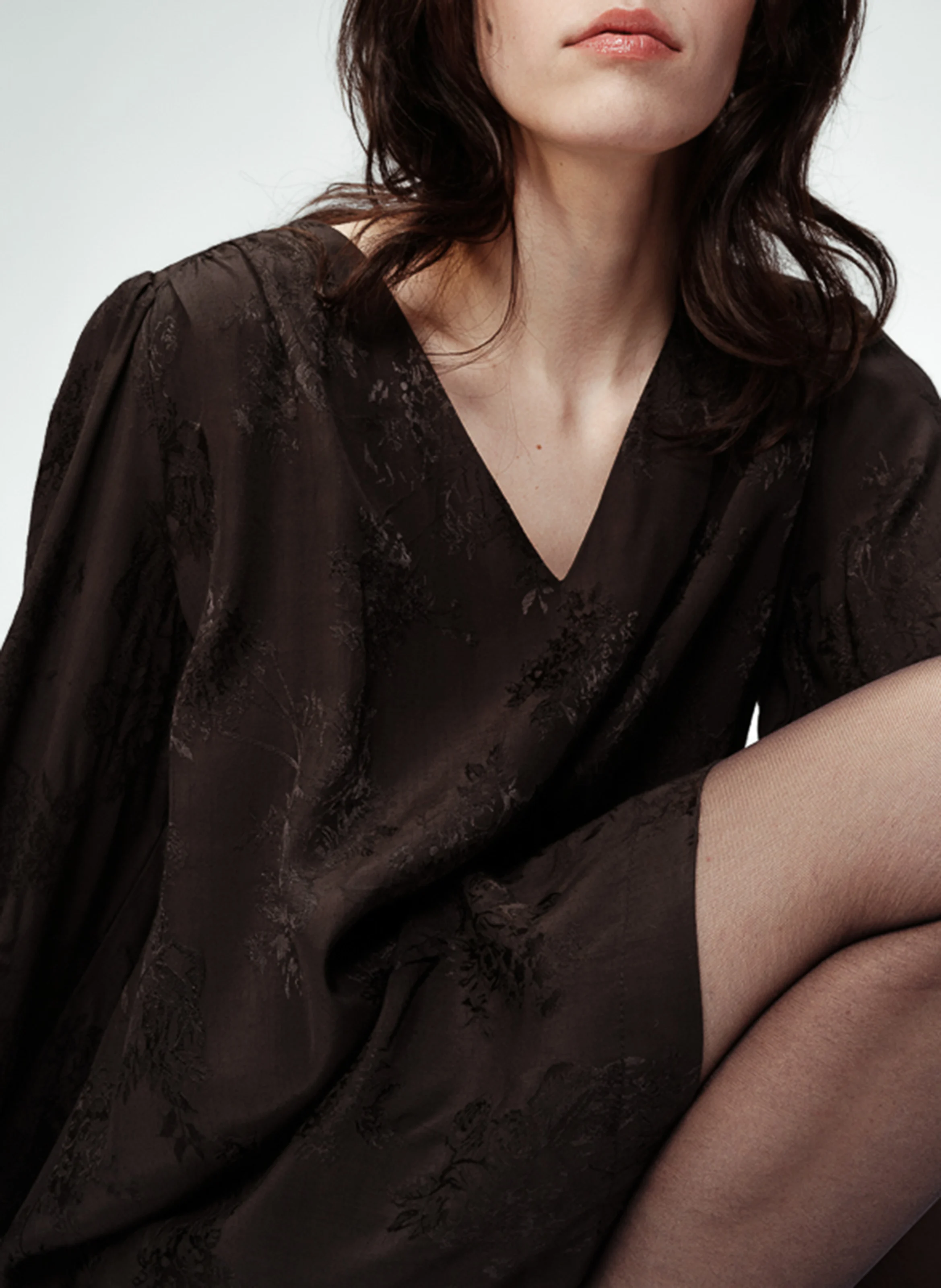 ONDINE - Robe courte col V | Noir