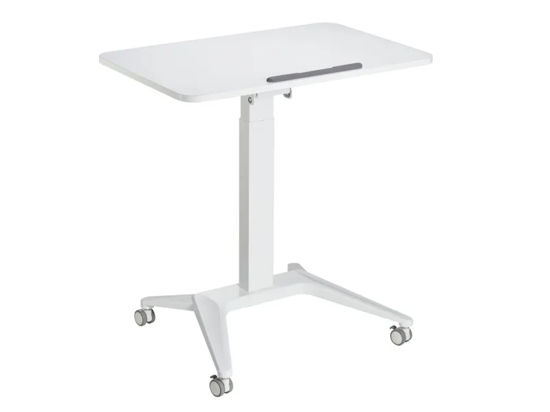 Maclean MC-453 W Mobile Laptop Desk with Pneumatic Height Adjustment, Laptop Table with Wheels, 80 x 52 cm, Max. 8 kg, Height Adjustable Max. 109 cm (White)