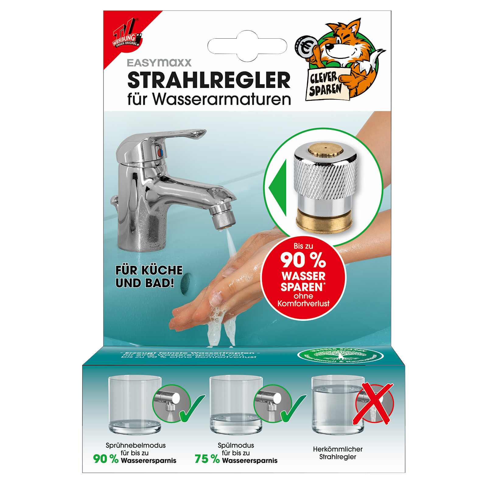 EASYMAXX Strahlregler - Edelstahl - für Wasserarmaturen