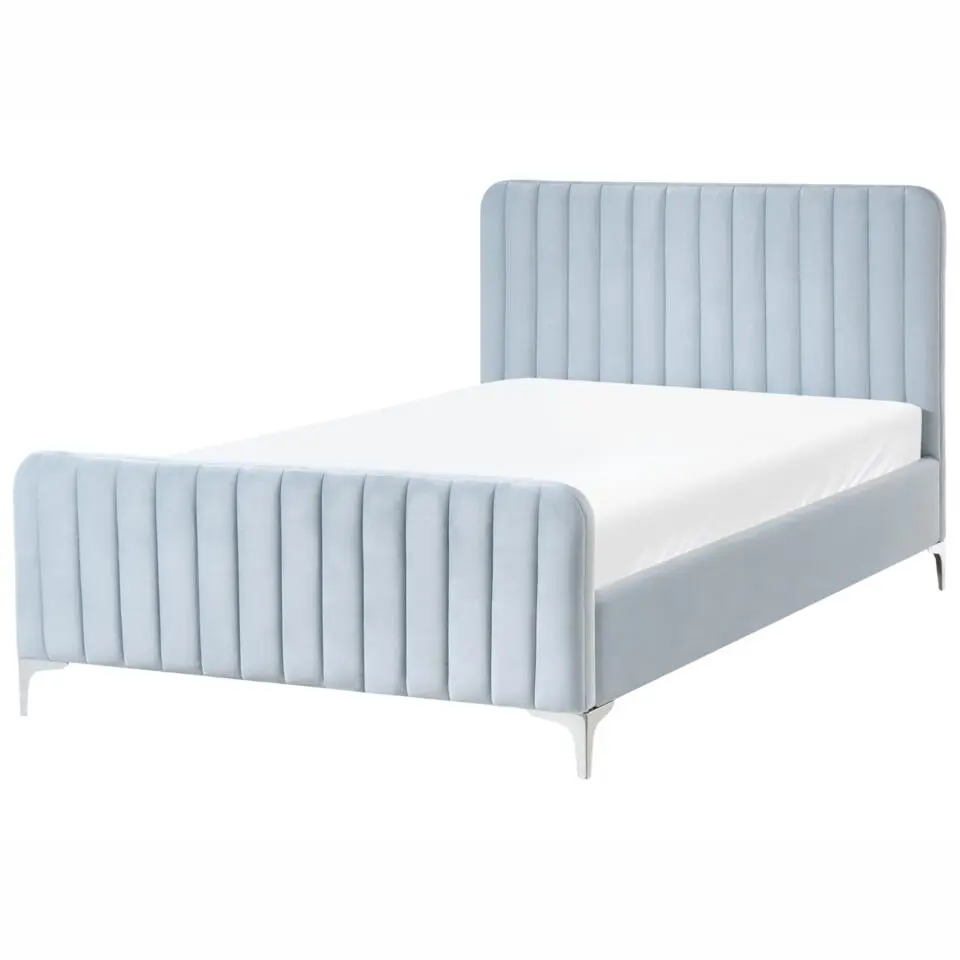 LUNAN - Tweepersoonsbed - Lichtblauw - 120 x 200 cm - Fluweel