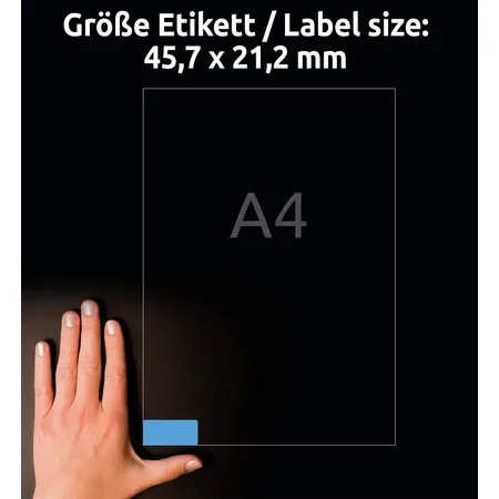 Avery Zweckform L6039-20 Farbige Etiketten,A4 45,7 x 21,2 mm, 20 Bogen/960 Etiketten, blau
