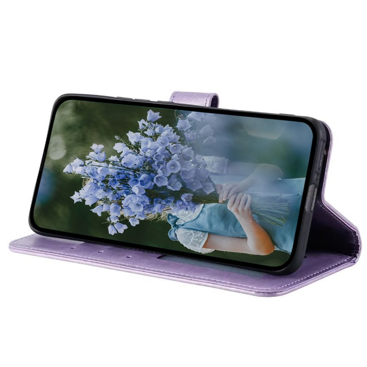 Samsung Galaxy S23 FE Leder Tasche Wallet - Mandala Flowers Imprint - Lila