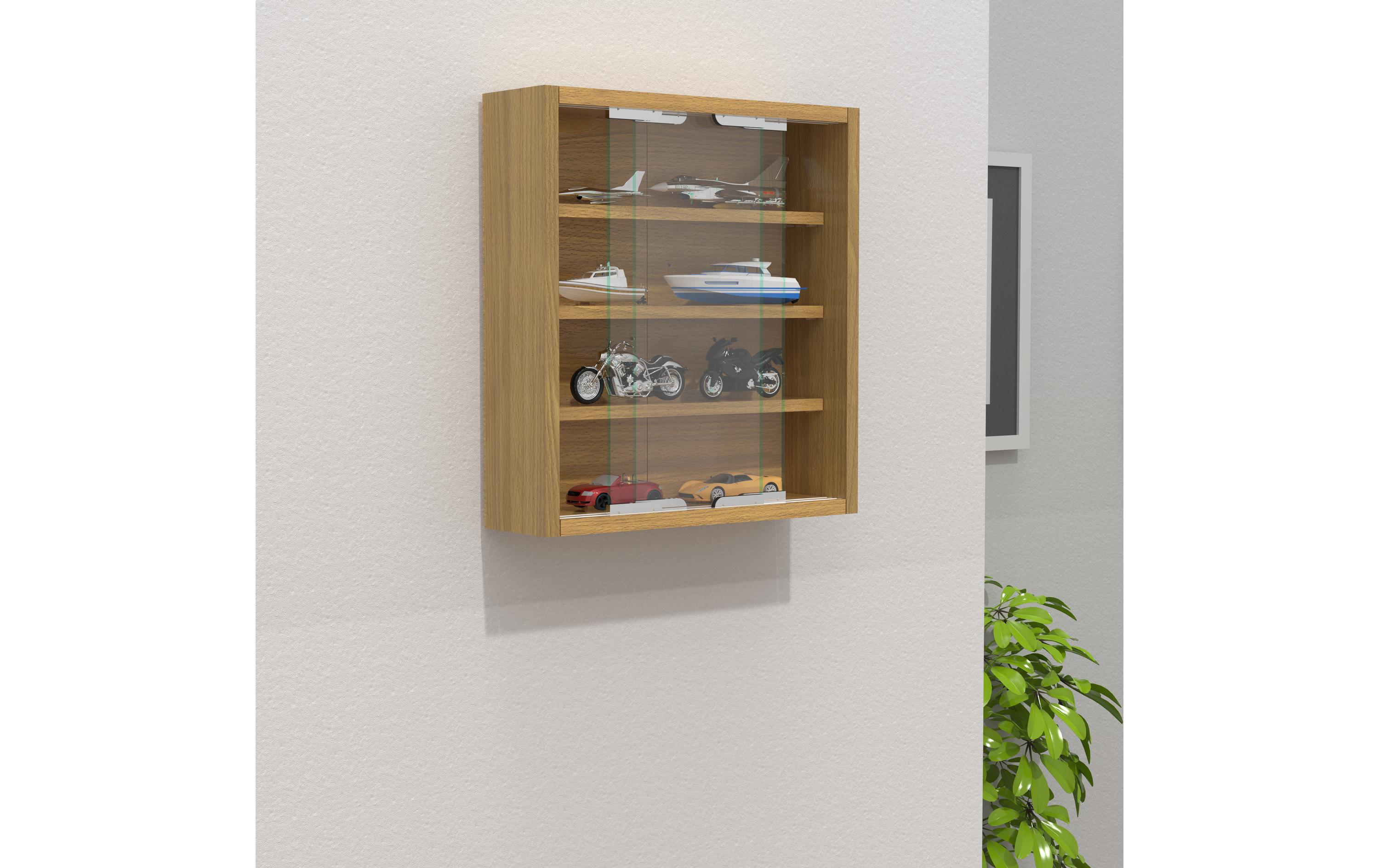 Vitrine Agisa S 37 x 40 cm, BucheHängevitrine für die Wandmontage