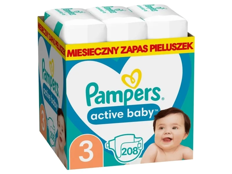 Pampers Active Baby bleer størrelse 3, 6-10 kg, 208 stk.