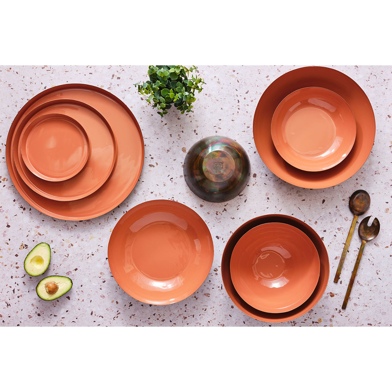 Bjorn Plateau de service en métal Terracotta - D.20 cm