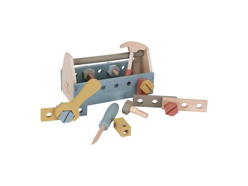 Little Dutch Handwerker Toolbox Holz Werkzeugkasten Handwerker-Spielset für Kinder