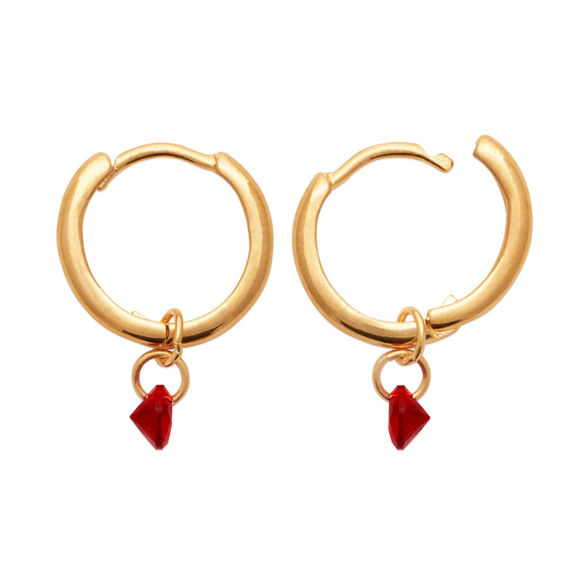 Boucles d'oreilles créoles Brillaxis pampille rouge