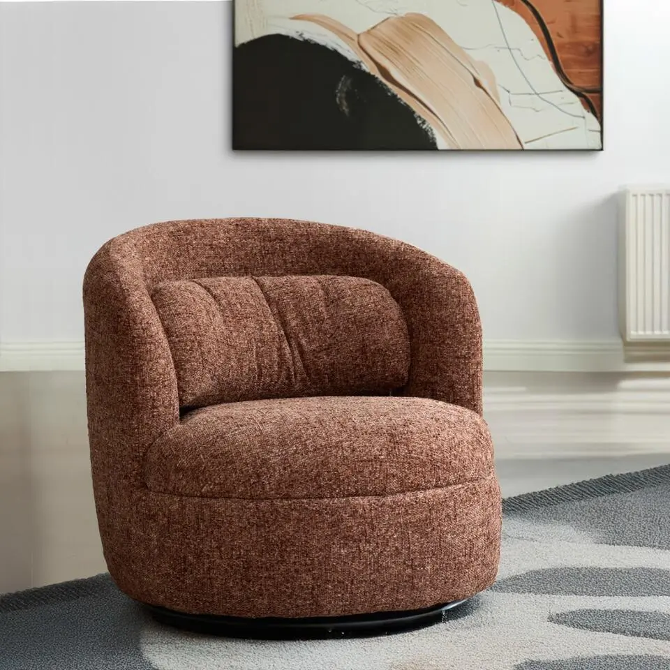 Fauteuil Rood Stof/Staal - Draaibaar - 85x84x76cm - Britt