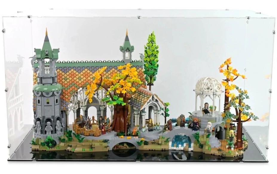Baukasten Acryl-Display für LEGO 10316 Herr der Ringe<br>Acry-Display-Box mit schwarzem Boden für LEGO der Herr der Ringe: Bruchtag