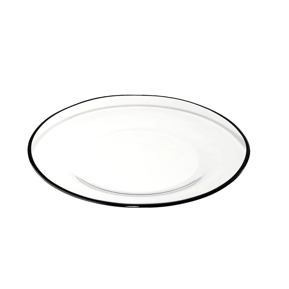 Assiette à dessert en verre transparent bord noir Ø20cm