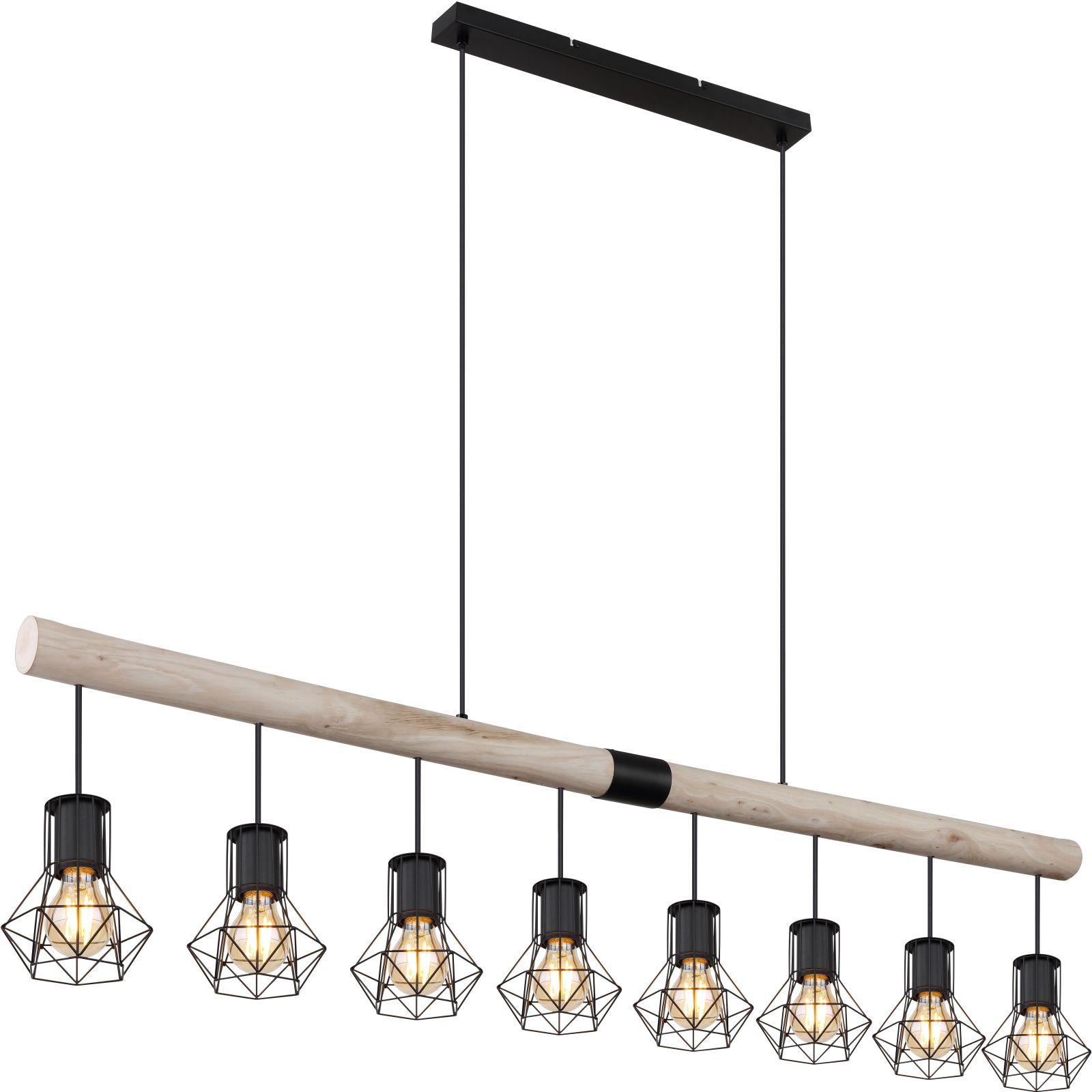 Hängeleuchte - natur-schwarz - 140 cm breit