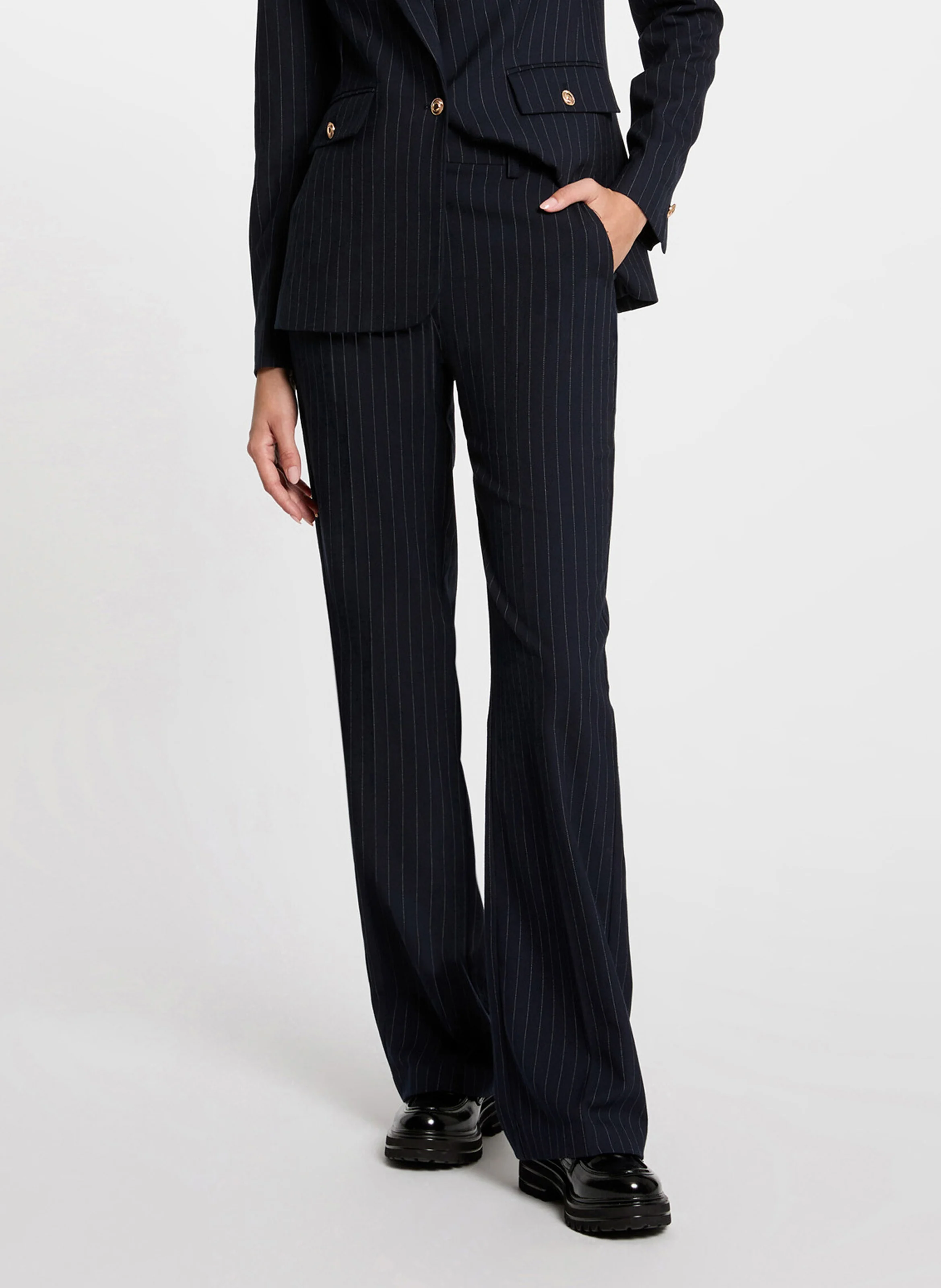 PLENO.F - Pantalon droit à rayures | Bleu