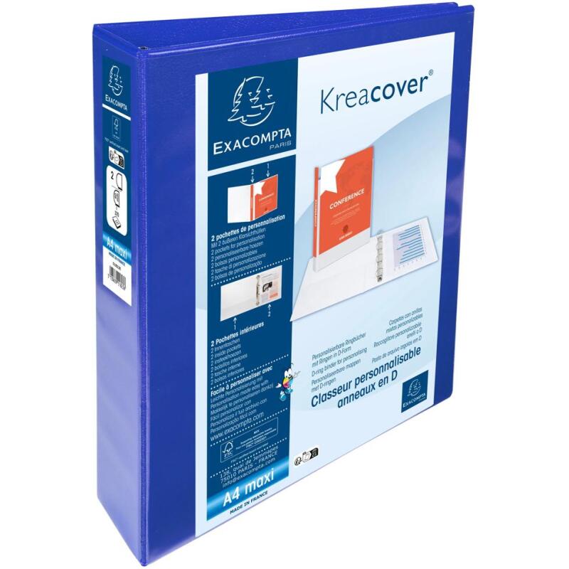 Classeur PP personnalisable Kreacover - 2 anneaux en D 40mm - A4 maxi