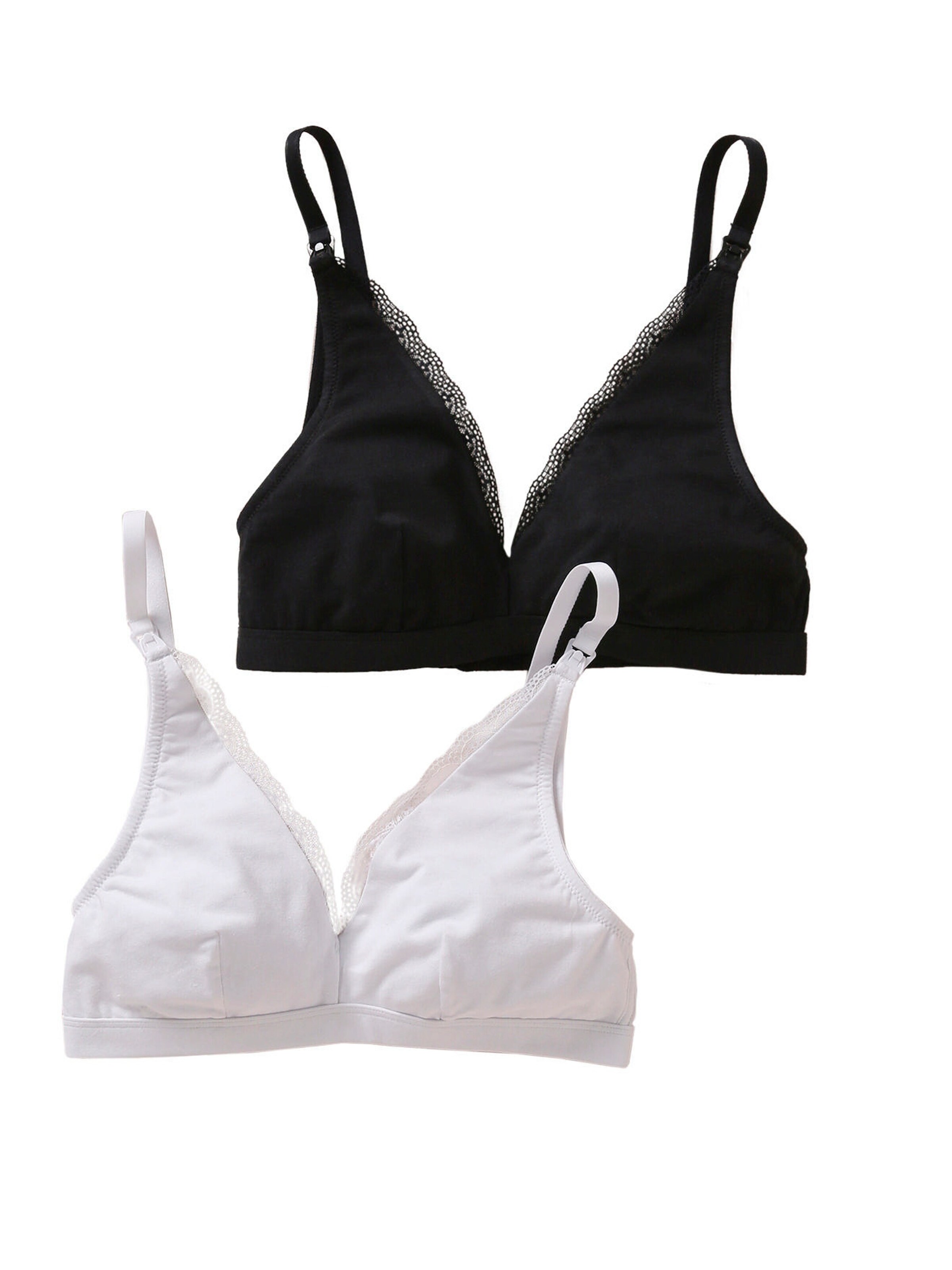 Vertbaudet 2er-Pack Still-BHs ohne Bügel, Bio-Baumwolle schwarz/weiß