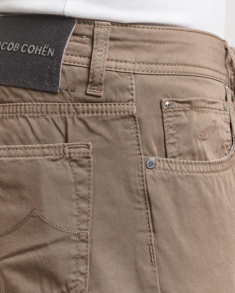 Jacob Cohën Bard Garment Dyed Gabardine Trousers Khaki