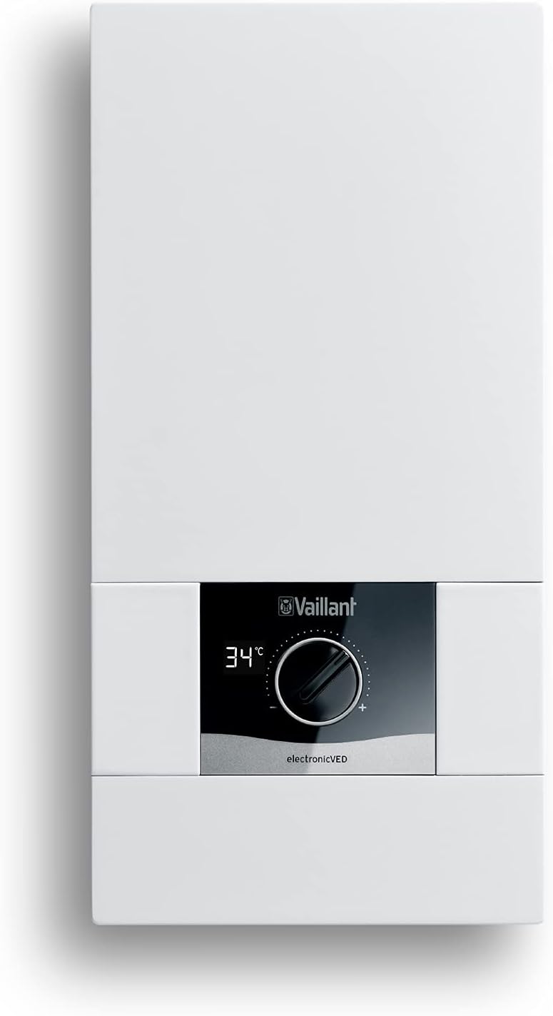 Vaillant elektronischer Durchlauferhitzer, VED E 18/8, druckfest, 18kW, 400V, gradgenaue Auslauftemperatur, stufenlos einstellbar, Digitalanzeige, 0010023777