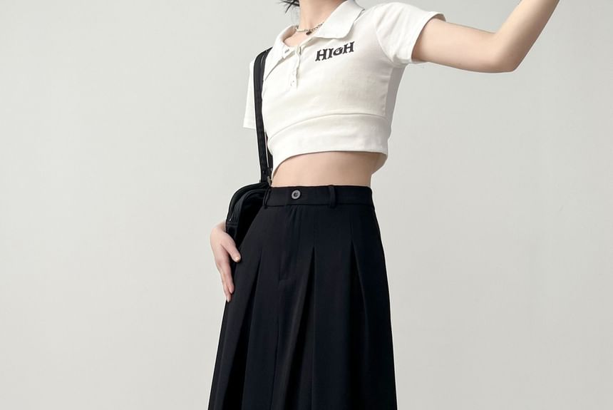 OUREA - Hoge taille geplooide maxi A-lijn rok