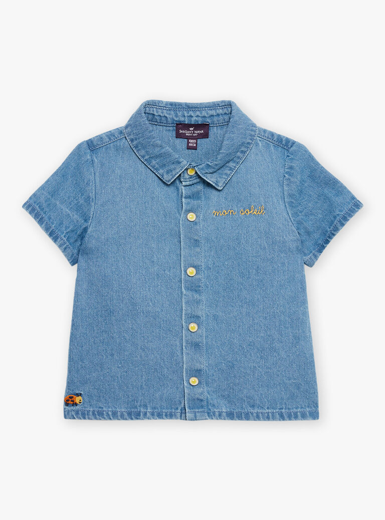 Chemise en denim bleue à manches courtes