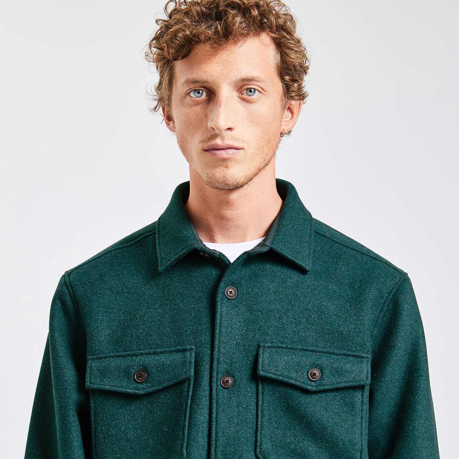 Surchemise regular unie laine polyester recyclé Vert clair