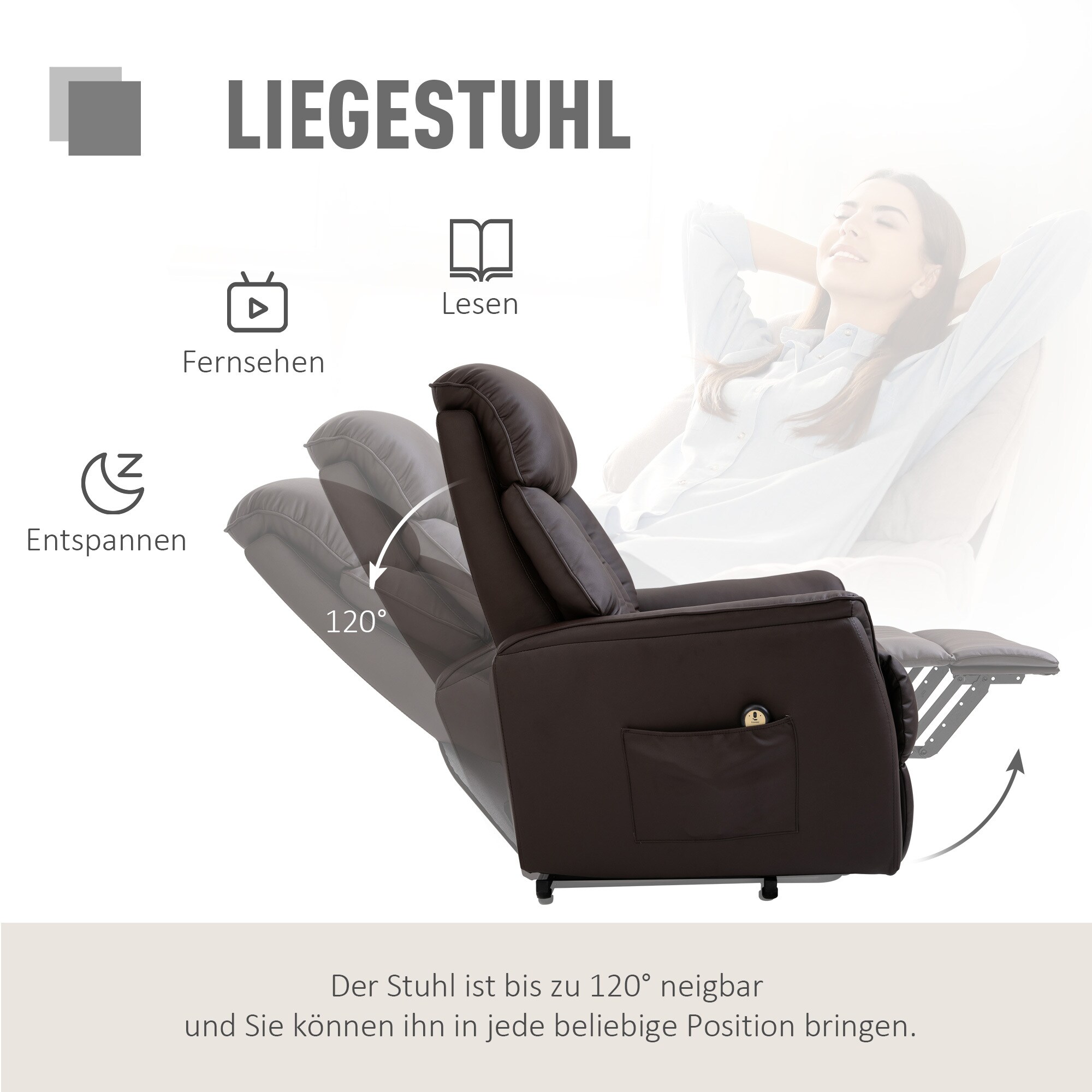 HOMCOM Fernsehsessel mit Aufstehhilfe 80 x 94 x 104 cm (BxTxH)