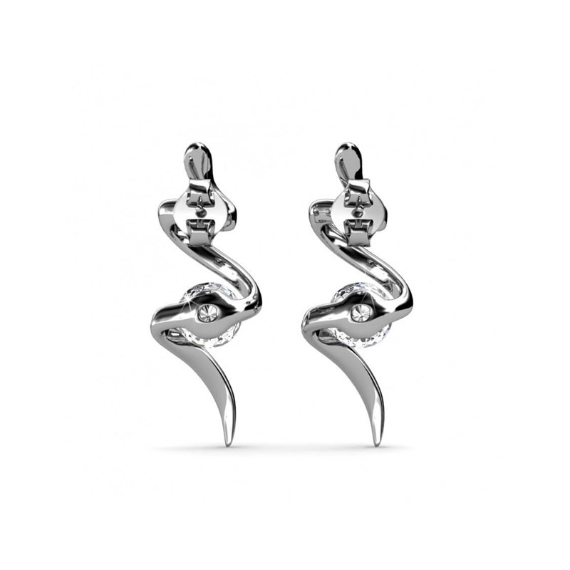 Boucles d'oreilles Spiral - Argenté et Cristal