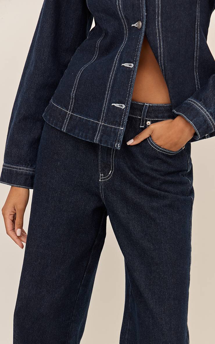 Raw Indigo Wash Jean Droit Taille Haute En Denim