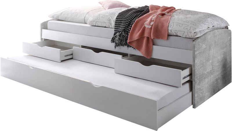Kajuitbed Nasri - Beton/Wit - Multifunctioneel met Bedlade