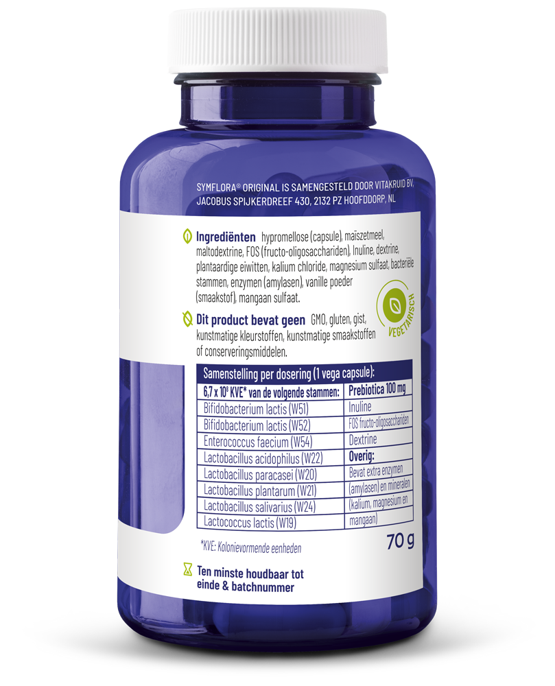 Vitakruid Symflora® Original Pre- En Probiotica 8 Stammen (90 vega capsules)
