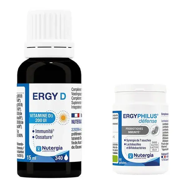 Vitaminas Nutergia para Reforço da Imunidade - Ergyphilus Defense + Ergy D