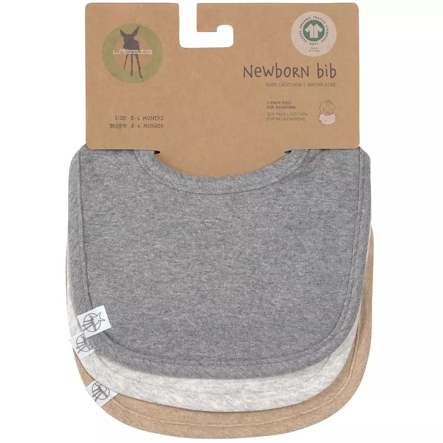 Lässig Lätzchen für Neugeborene 3er Set dunkelgrau hellgrau beige