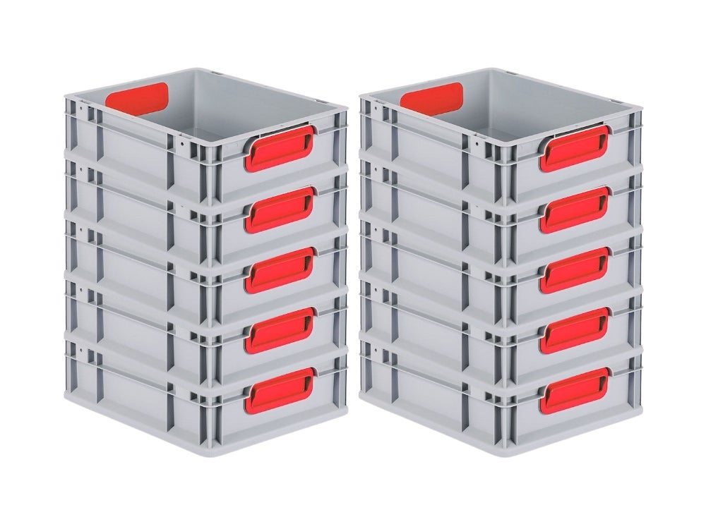 PROREGAL Eurobox Nextgen Kleur HxBxD 12 x 30 x 40 cm 11 Liter Handgrepen Rood Gesloten Gladde Bodem Euro Container Transportbox