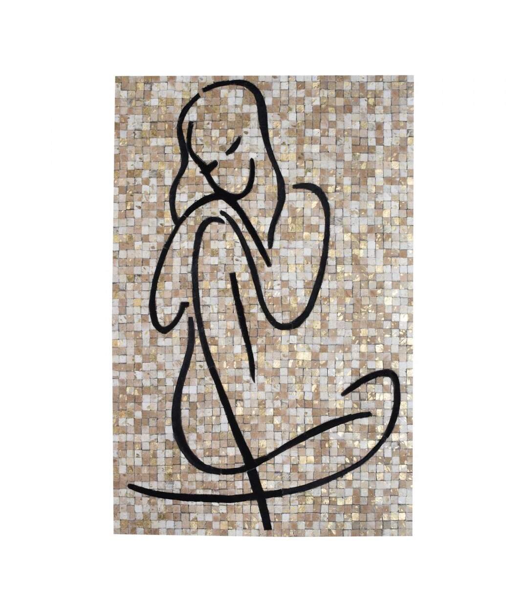 Tableau Fait main WOMEN Beige 51x76 en peau de bête