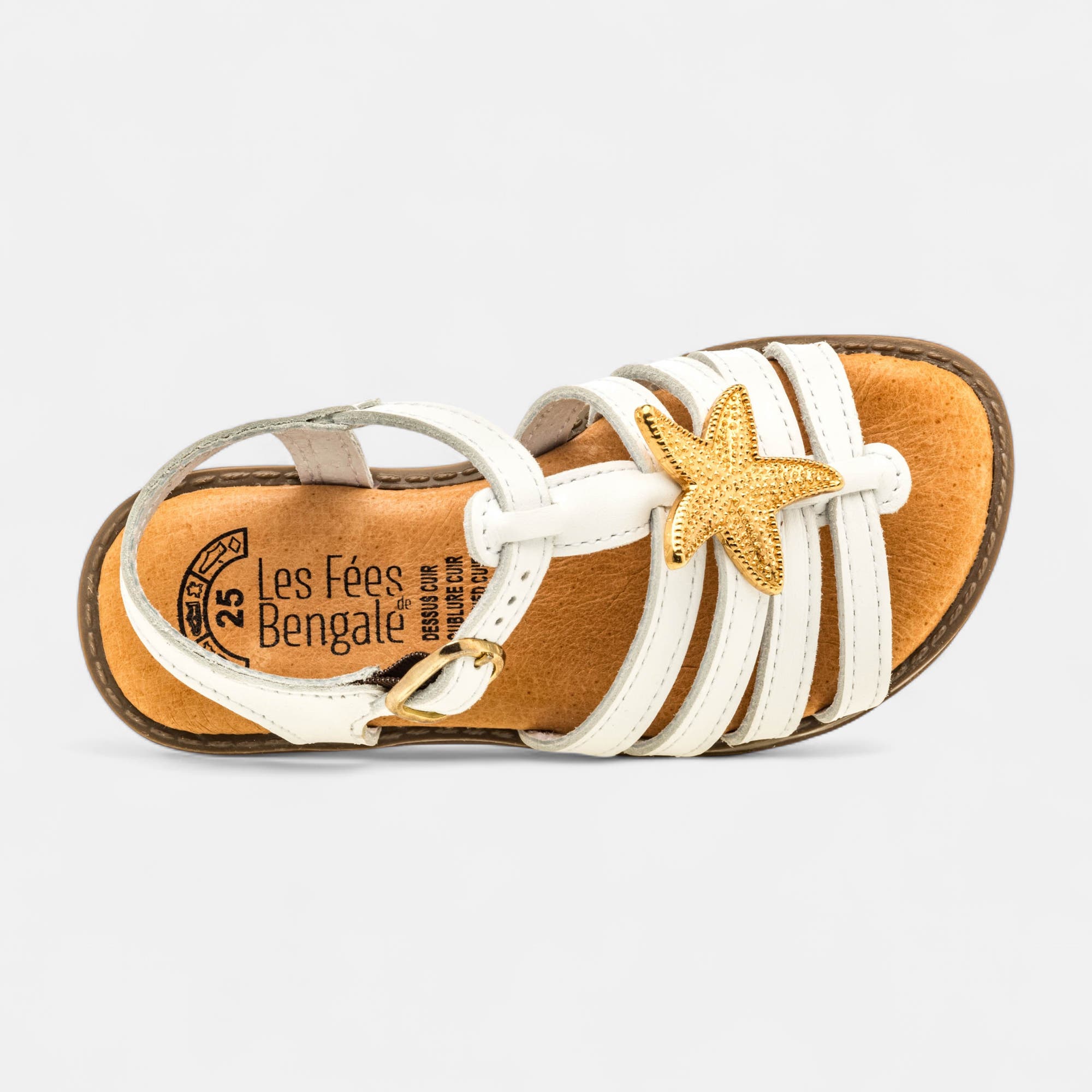 Nu-pieds Fille en cuir blanc