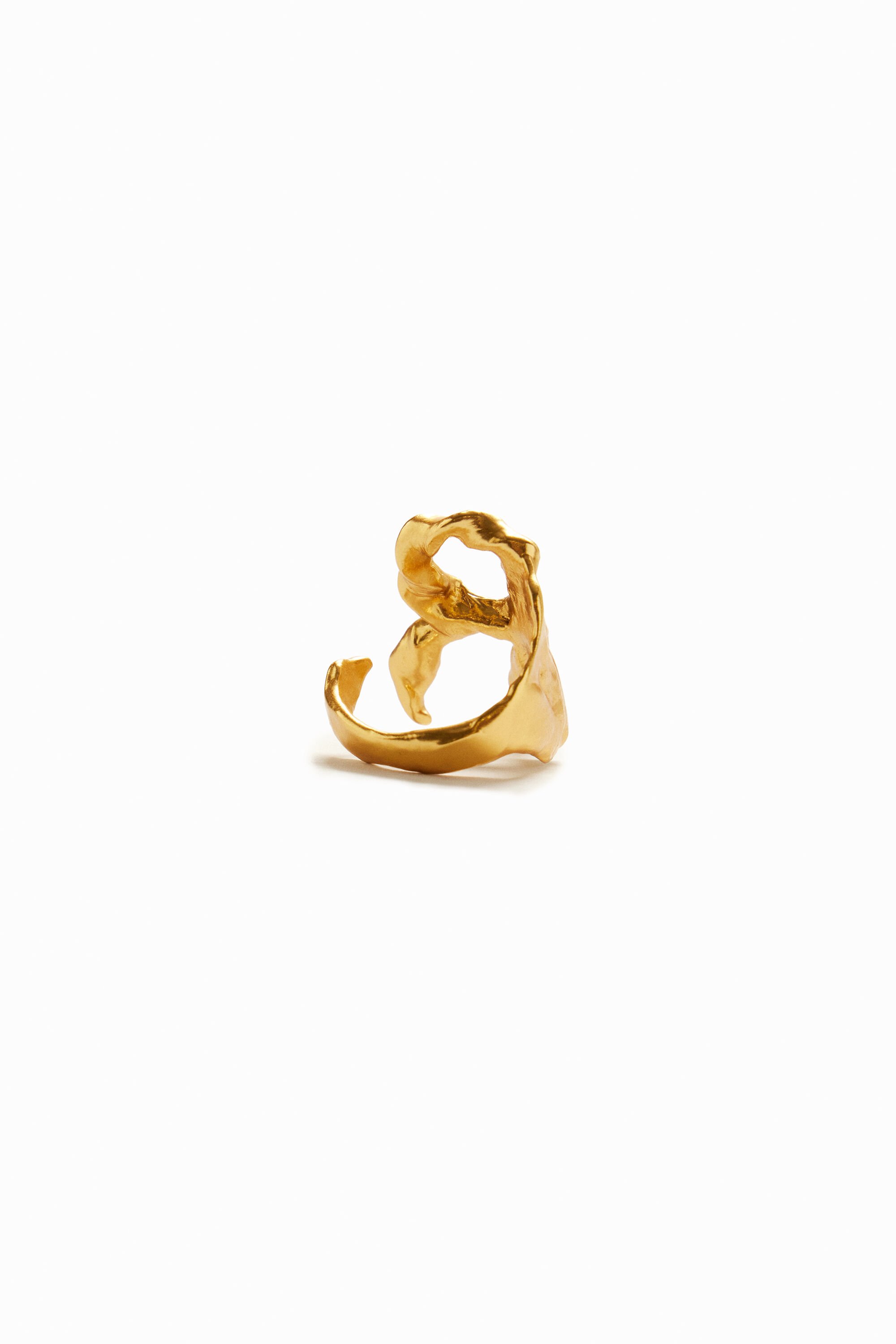 Bague lettre R plaquée or Zalio