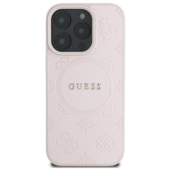 iPhone 16 Pro Max MagSafe Leder Hardcase Hülle Saffiano Peony Classic Logo (GUHMP16XPSAPSMEP) - Rosa