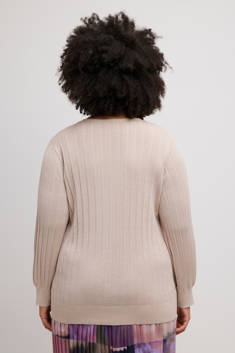 Pullover, Metallic-Effekt, V-Ausschnitt, Langarm