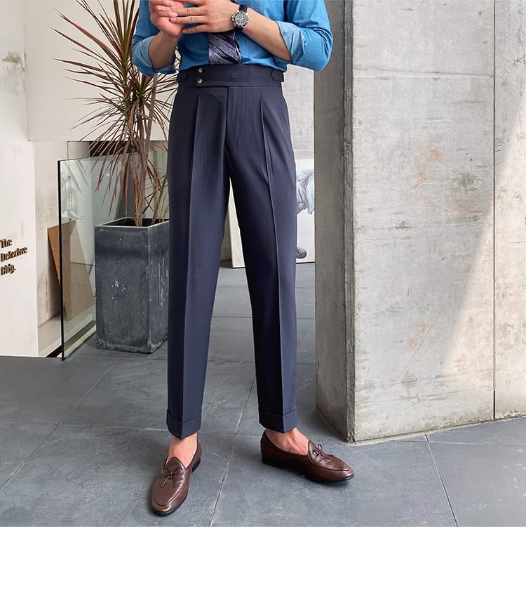 Craltuxe - Hoge taille effen cropped taps toelopende broek